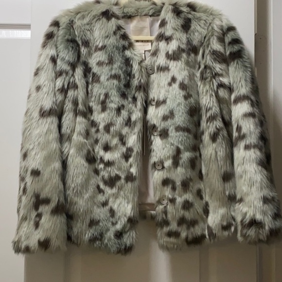 Rebecca Taylor La Vie Snow Fox Faux Fur Coat in Dusty Sage - XL- NWT - Picture 8 of 8